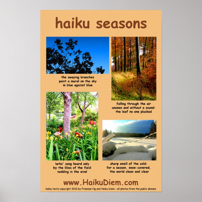 Poster Haiku Seasons (fundo de pêssego) (Frente)