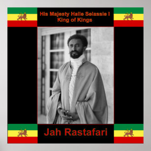 Poster Haile Selassie Jah Rastafari Large Print on Canvas