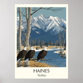 Poster Haines Alaska Eagles Snowy Mountains