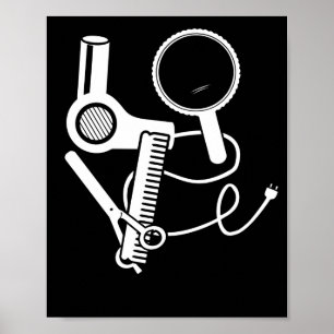 Poster Hairdresser Love Hairdryer Scissors Barber Brussel