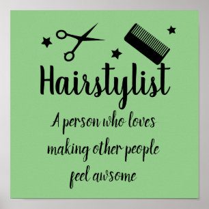 Poster Hairstylist Cote Engraçado Hairdresser Stars Verde