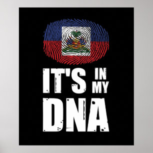 Poster Haiti It's In My DNA Fingerprint Haitian Flag