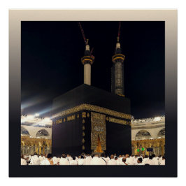 Póster Hajj Pilgrims em Fajr, Kaaba, Meca, Arábia Saudita