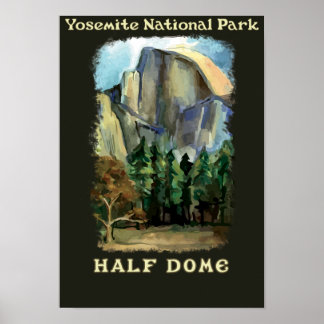 Poster Half Dome, Yosemite National Park, estilo vintage
