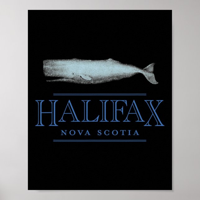 Poster Halifax Nova Scotia Canada Vintage Whale Design  (Frente)