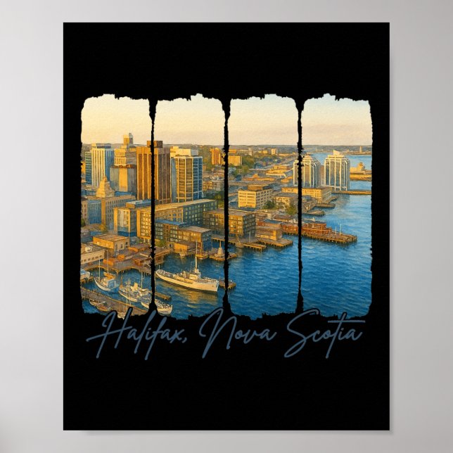 Poster Halifax Nova Scotia Viagem Trip Brushstroke Halifa (Frente)