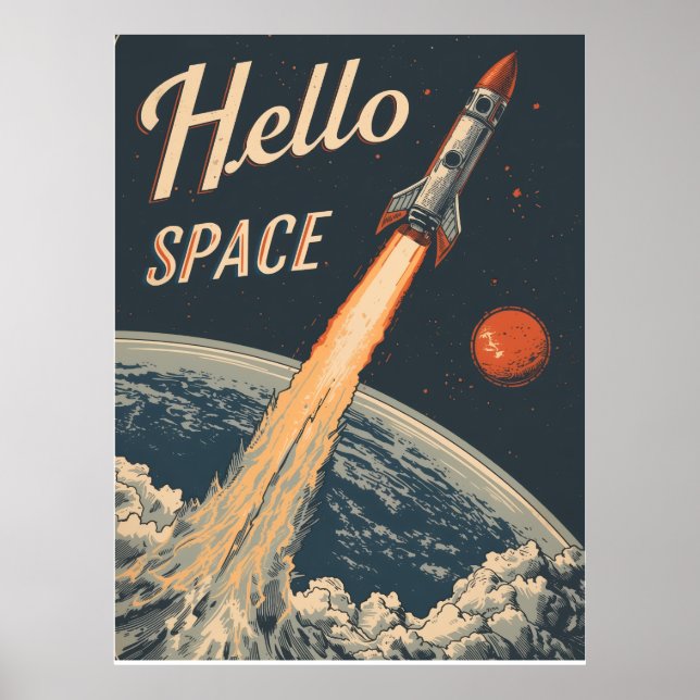 Poster Hallo Weltall-Retro Futurismus (Frente)