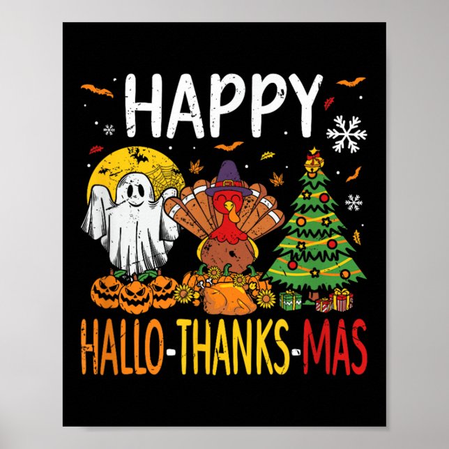 Poster Hallothanksmas Dia das Bruxas Dia de Ação de Graça (Frente)