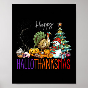 Poster Hallothanksmas Halloween Ação de Graças Tu Natal