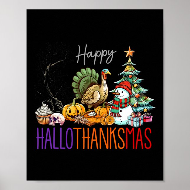 Poster Hallothanksmas Halloween Ação de Graças Tu Natal (Frente)