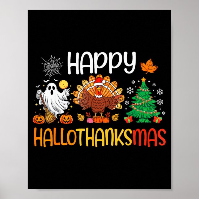 Poster Hallothanksmas Shirt Funny Halloween Thanksgiving  (Frente)