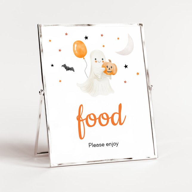 Poster Halloween A Little Boo Chá de fraldas Comida (A Little Boo Baby Shower Food Sign)