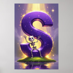 Poster Halloween Alfabeto Crianças ABC Letra S
