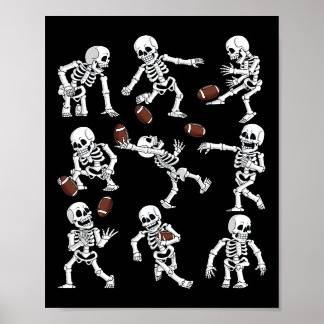 Poster Halloween American Football Skeletons Engraçado Me (Frente)