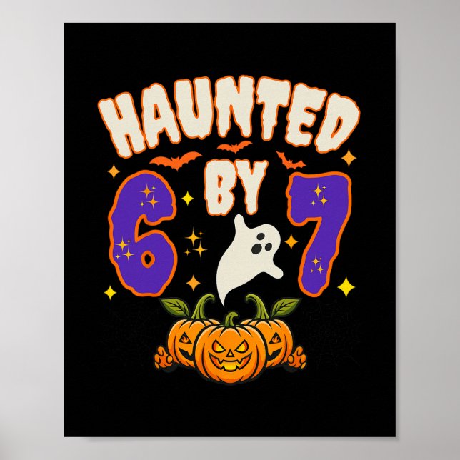 Poster Halloween Assombrado 67 Número 67 Seis Sete Meme E (Frente)