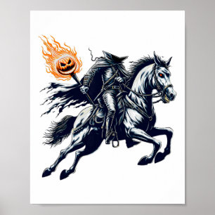 Poster Halloween Assustador Pumpkin Sem Cabeça Cavaleiro