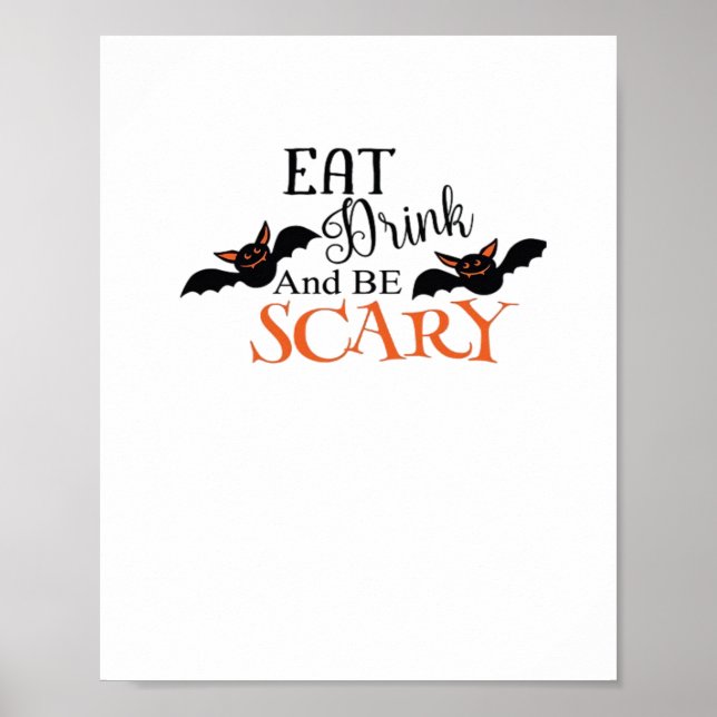 Poster Halloween Bats Be Scary Funny Meme (Frente)