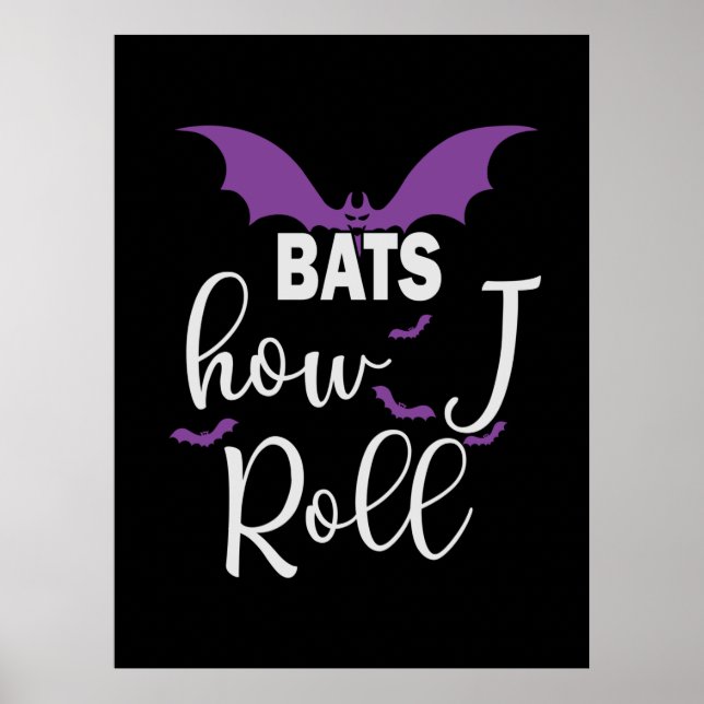 Poster Halloween Bats How I Roll Birthday (Frente)