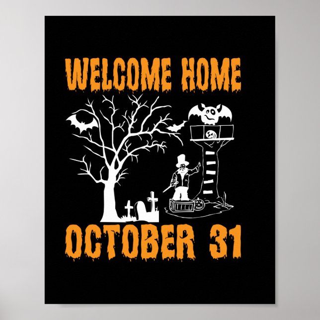Poster Halloween Bem-Vindo A Casa Aniversário de Outubro (Frente)