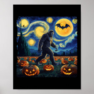 Poster Halloween Bigfoot Starry Night Van Gogh