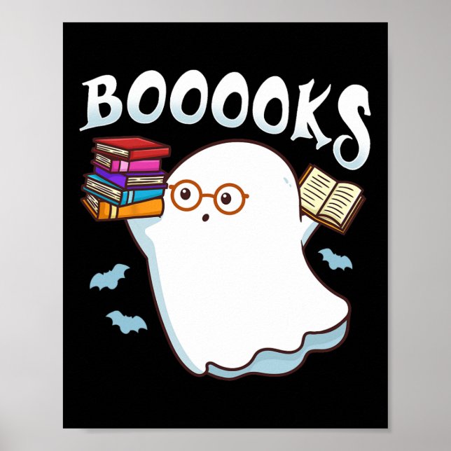 Poster Halloween Books Bibliotecário Leitor de Professore (Frente)