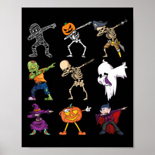 Poster Halloween Boys Skeleton Zombie Scary Pumpkin Mamã