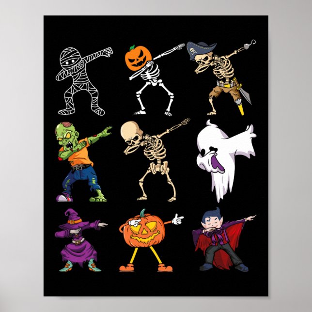 Poster Halloween Boys Skeleton Zombie Scary Pumpkin Mamã (Frente)