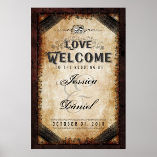 Póster Halloween Brown Gothic 24x36 Bem-vindo ao casament