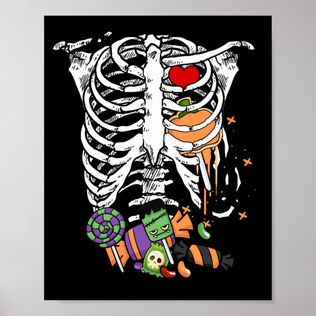 Poster Halloween Candy Skeleton Rib Cage X-Ray (Frente)