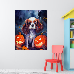 Poster Halloween Cavalier King Charles Spaniel Pumpkins