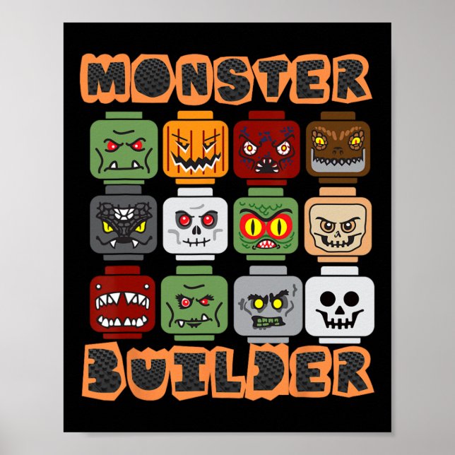 Poster Halloween Construindo Tijolos Construtor de Monstr (Frente)