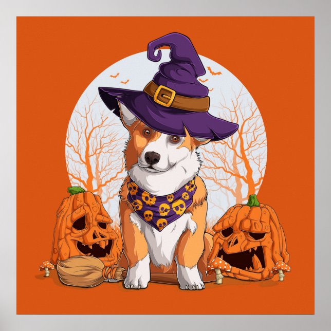 Poster Halloween Corgi (Frente)