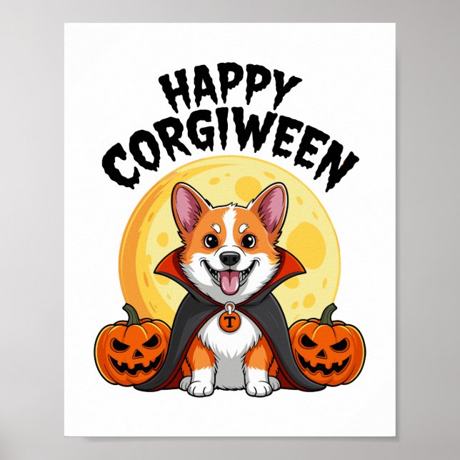 Poster Halloween Corgiwing, Spooky Corgi Dog (Frente)