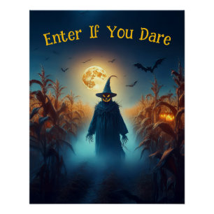 Póster Halloween Corn Field & Scare Crow