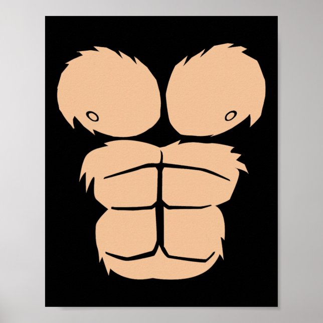 Poster Halloween Costume Divertido Macaco Gorilla Chest S (Frente)