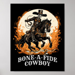 Poster Halloween Cowboy Spookey Skeleton Rodeo Horse