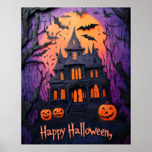 Poster Halloween Creepy Haunted House