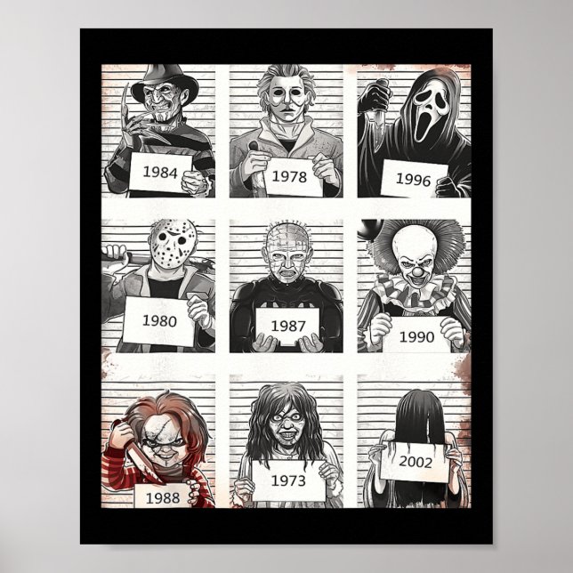 Poster Halloween Creepy Legends Killer Mugshots Horror Fa (Frente)