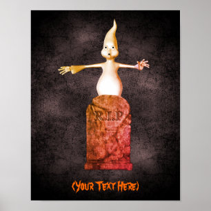 Poster Halloween Cute Ghost Tombstone Personalizado