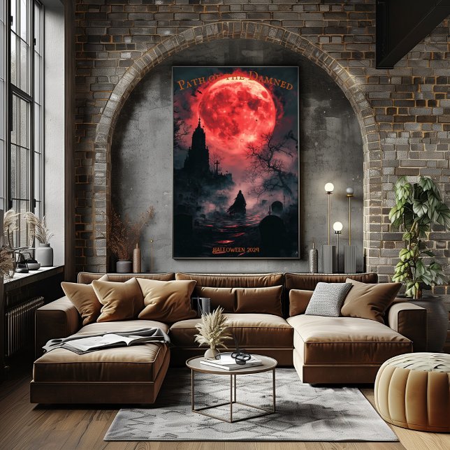 Poster Halloween da Lua Sanguínea com Roupa Escura (Criador carregado)