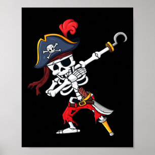 Poster Halloween Dabbing Pirate Skeleton Diversão Dab Boy