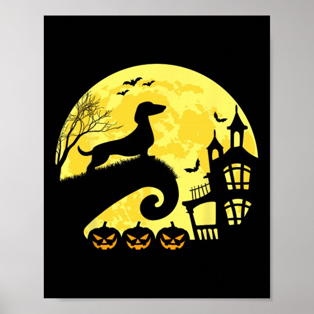 Poster Halloween Dachshund Weenie Wiener Moonshine Sausag (Frente)