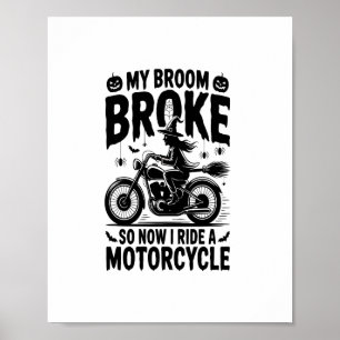 Poster Halloween de motocicleta de bruxas