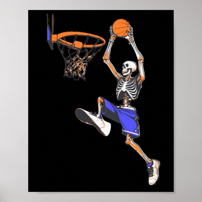 Poster Halloween de Skeleton de Slam Dunk, basquete (Frente)