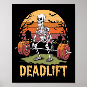 Poster Halloween Deadelevador Skeleton Gym Workout Peso L