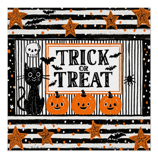Póster Halloween Doces ou Travessuras (Frente)