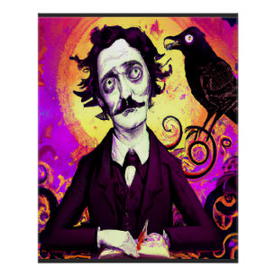 Póster Halloween, Edgar Allen Poe, Raven, Nunca mais Post