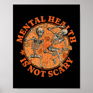 Poster Halloween Esqueleto Saúde Mental Prevenção de Suic