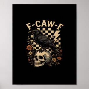 Poster Halloween F Caw F Corvo Pássaro Xadrez Vintage Sty