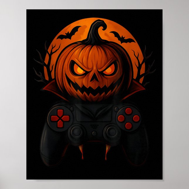 Poster Halloween Gaming Controller Soky Pumpkin Gamer Boy (Frente)